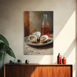 Retro Oysters Poster Canvas Print Kitchen Wall Art Oyster Kitchen Retro Food Art Coastal Seafood Bar Decor Cocktail Art