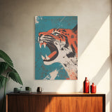 Tiger Roar Wabi Sabi Canvas Print, Wood Framed Wall Art, Japanese Style Art, Japanese Inspired Home Decor, Tiger Painting