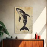 Large Minimalist Whale Wall Art Canvas Print, Animal Acrylic Style painting Framed Modern Wall Art FOr Living Room, Bedroom Decor