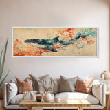 Panoramic Whale Painting Print | Wabi Sabi Home Decor | Japanese Style Art | Modern Living Room Art | Above Sofa Decor | Whale Wall Art