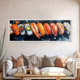Wabi Sabi Sushing Painting Print, Panoramic Wall Art, Kitchen Decor, Restaurant Wall Art, Restaurant Decor, Sushi Art, Food Painting