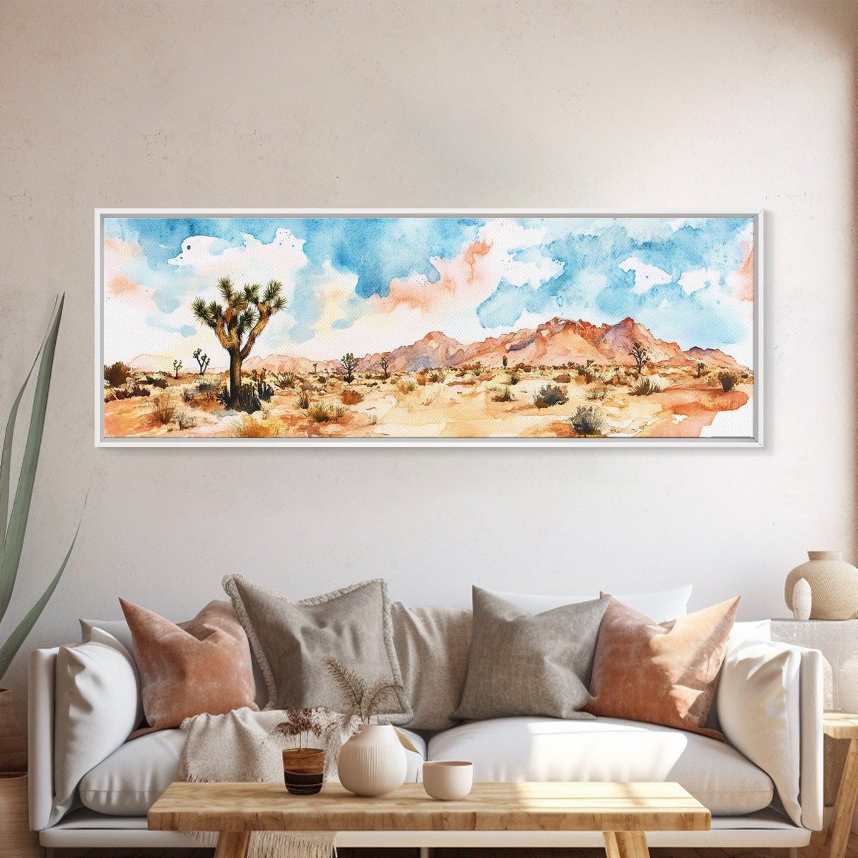 Desert Landscape Painting Print, Pueblo Style Home Decor, Southwestern Farmhouse Painting of Joshua Tree California, Minimalist Decor