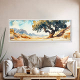 Huge Living Room Wall Art Painting of Joshua Tree, Framed Canvas Print, Oversized Horizontal Panoramic Art, Desert Painting