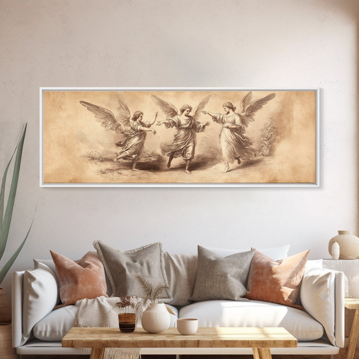 Guardian Angel Painting Print, Angelic Wall Art, Angel Painting, Guardian Angels Print, Original Panoramic Angel Painting, Angel Sketch