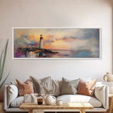Lighthouse Painting Canvas Print, Lighthouse Art, Lighthouse Print, Lighthouse Gifts, Lighthouse Prints, Panoramic Art, Nautical Decor