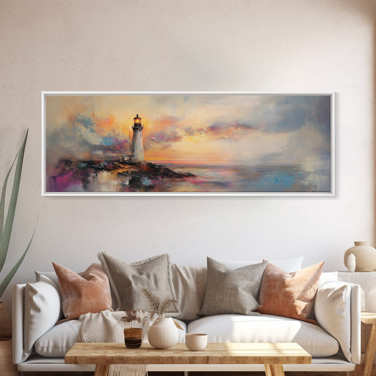 Lighthouse Painting Canvas Print, Lighthouse Art, Lighthouse Print, Lighthouse Gifts, Lighthouse Prints, Panoramic Art, Nautical Decor