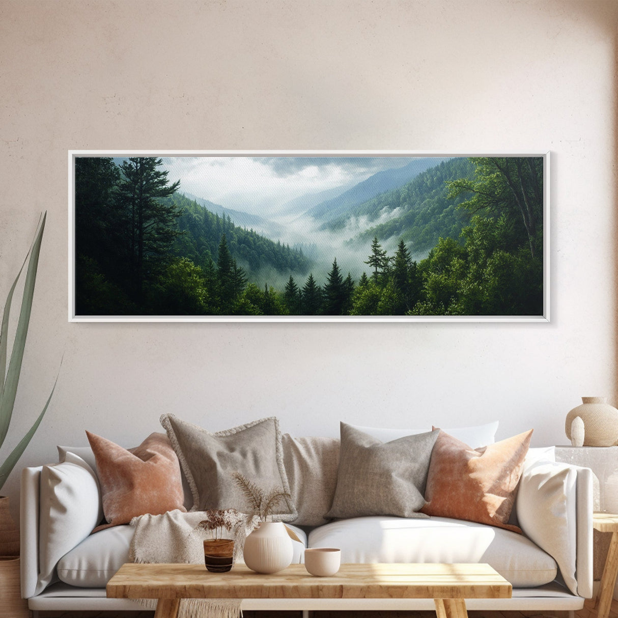 Emerald Green Mountain Landscape Wall Art Canvas Blue Ridge Mountains Print Extra Large Wall Art For Living Room Above Sofa