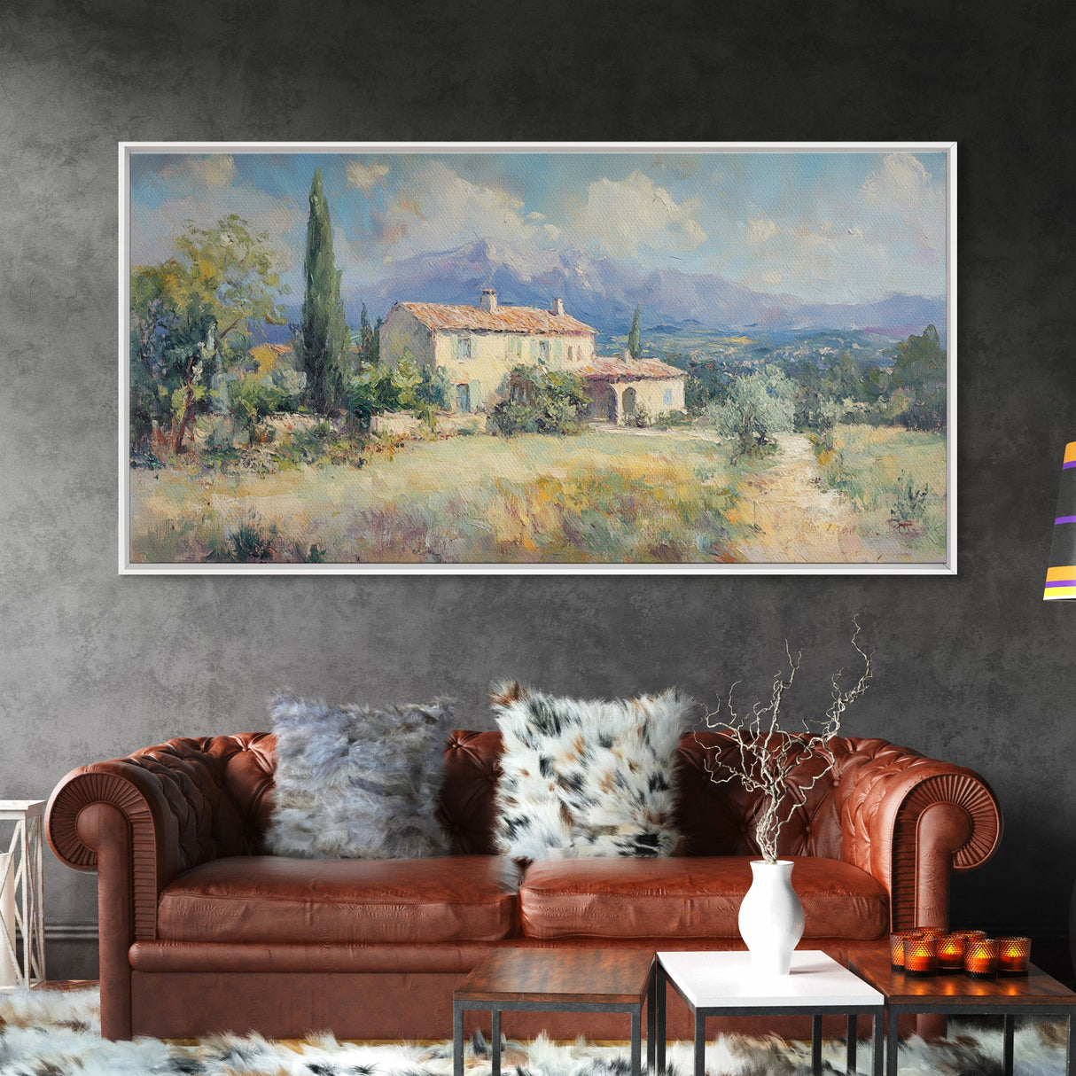 Whimsical Modern Art, Framed Canvas Print, Oil Painting of a Chalet, Kitsch Home Decor, Original Oil Painting, Victorian Painting