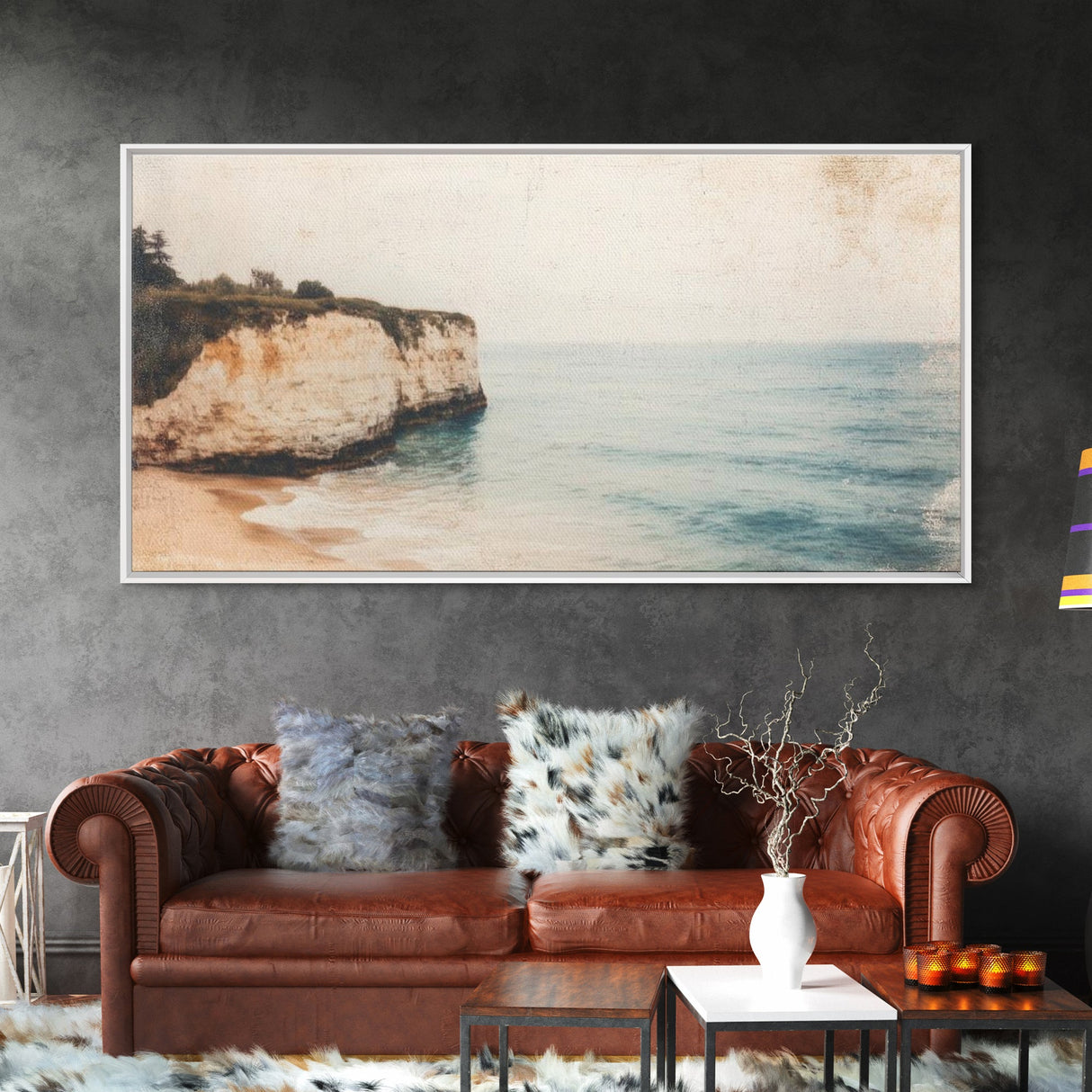 White Cliffs of Dover Framed Canvas Print, Oil Painting of England, England Original Painting, England Wall Art, England Themed Decor