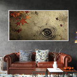 Rain Drops In The Fall, Framed Canvas Print, Thought Provoking Wall Art, Wabi Sabi Style Boho Minimalist Wall Art - Reflections