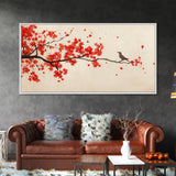 Maple Tree In The Fall Framed Canvas Print - Wabi Sabi Fall Painting - Minimalist Art - Fall Centerpiece - Above Mantle Art - Above Bed Art