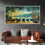Mural of Kerala Framed Canvas Print, Jaipur Art, Indian Wall Art, Garden Wall Art, Botanical Wall Art, Colorful Wall Art, Kerala Painting