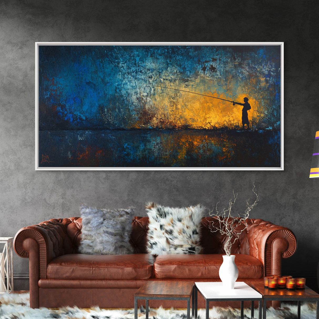 Retro Oil Painting Print of a Fisherman, Fishing Gift Idea, Fisherman Gift, Fishing Painting, Fishing Art