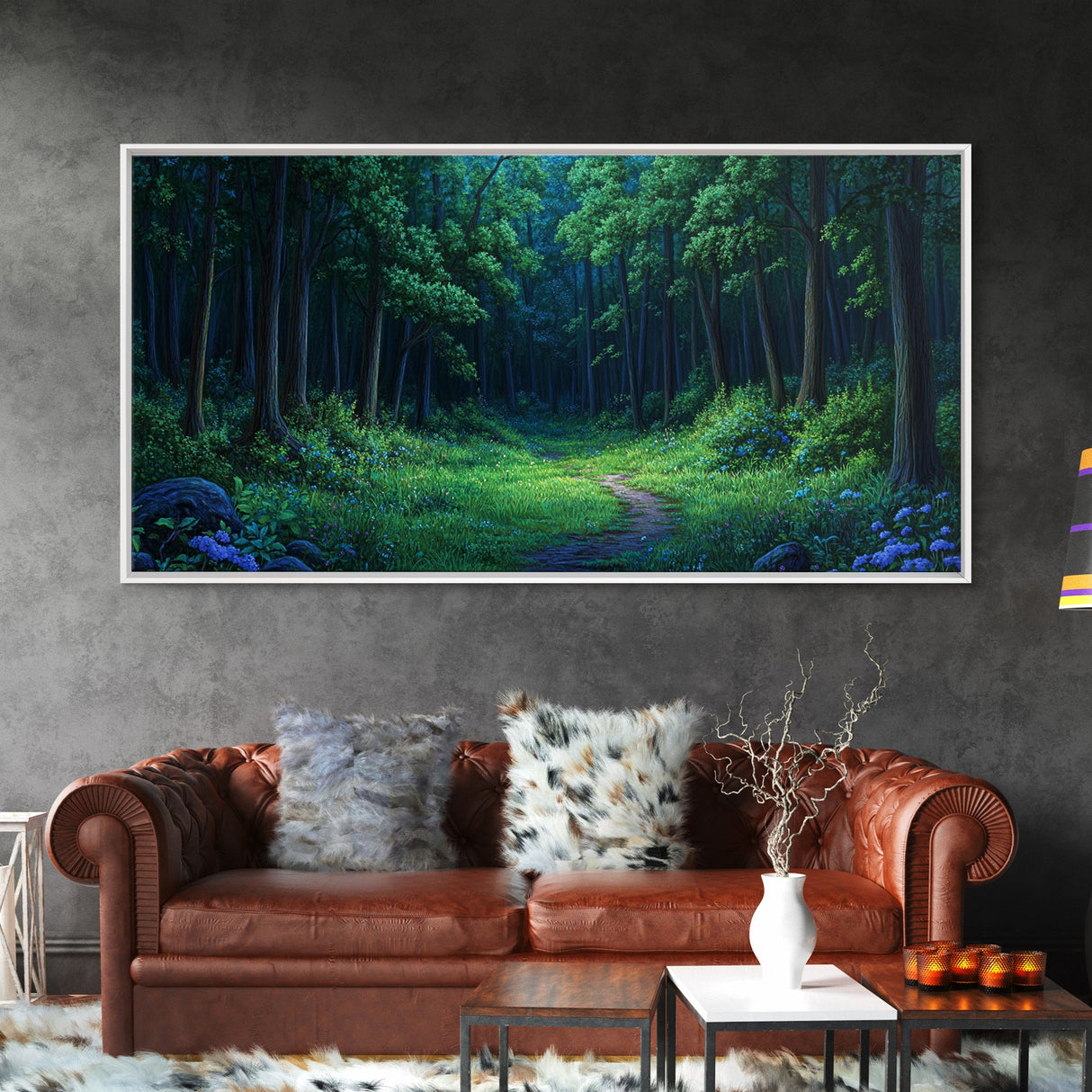 Large Framed Vintage Style Landscape Painting Print | Fantasy Wall Art | Fantasy Painting | Forest Painting | Landscape Wall Art