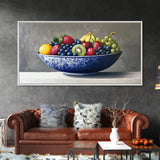 Still Life Oil Painting Print of Fruit in a Bowl, Framed Canvas Print, Victorian Oil Painting Still Life, Kitchen Wall Art, Kitchen Decor