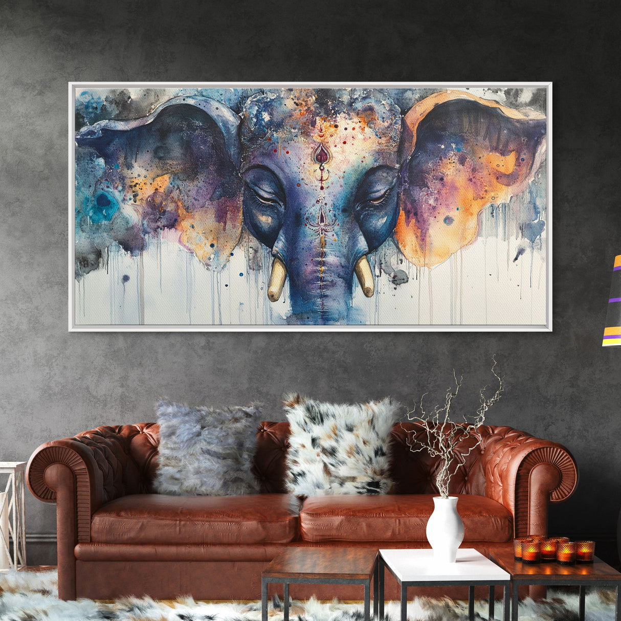 Ganesh Wall Art - Framed Canvas Print - Indian Wall Art - Ready To Hang - Hindu Wall Art - Hindu Painting - Ganesh Painting