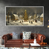 Winter Street Scene - Victorian Christmas Village Oil Painting Print - Ready To hang Christmas Art - Christmas Wall Art - Cozy Christmas Print