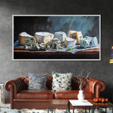 Oil Painting of Bleu Cheese Framed Canvas Print - Funky Kitchen Art - Ready To Hang - Painting For Kitchen - Eclectic Home Decor - Kitsch Kitchen
