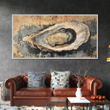 Oyster Shell Painting Canvas Print, Boho Nautical Decor, Coastal Wall Art, Framed Canvas Print, Minimalist Oyster Painting, Nautical Wall Art
