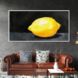 A Whole Lemon - Framed Canvas Print - Abstract Watercolor Lemon Painting - Kitchen Wall Art