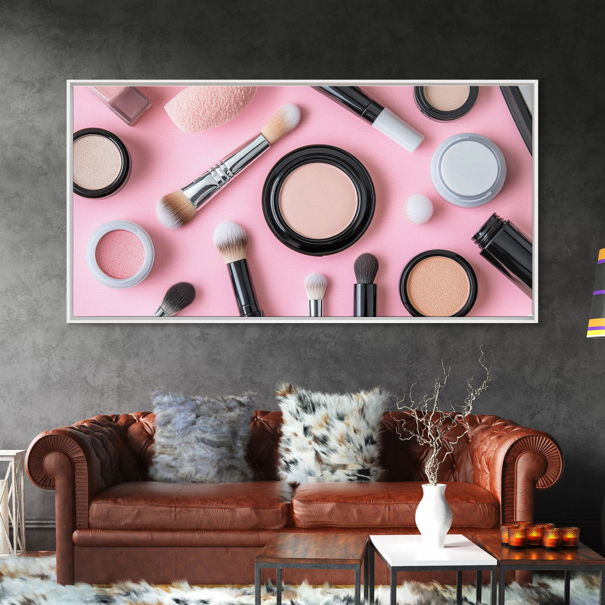 Retro Preppy Makeup Canvas Print, Makeup Art, Makeup Painting, Dorm Room Wall Art