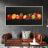 Funky Fruit Painting Print, Framed Canvas Art, Fruit Painting Rustic Large Farmhouse Kitchen Wall Art Vintage Fruit Wall Art For Kitchen