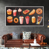 Retro Kitchen Wall Art Canvas Print, Oil Painting Of Desserts, Kitsch Home Decor, Dining Room Art, Restaurant Wall Art, Decor for Restaurant