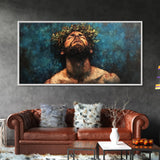 Premium Canvas Jesus Christ Portrait, Canvas Print, Crown of Thorns, Horizontal Wall Art, Christianity Art, Framed Canvas Work, Faith Love Art