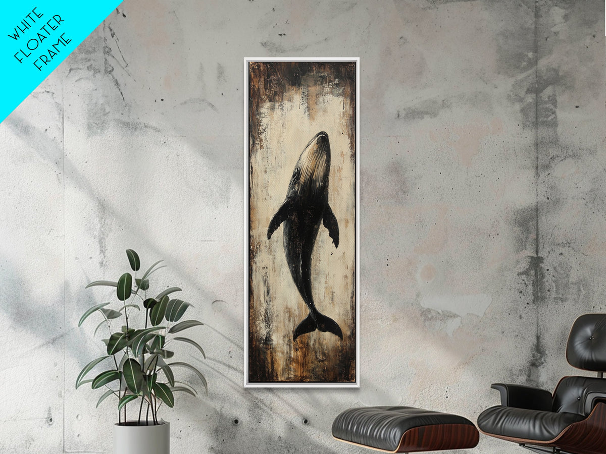 Majestic Whale Painting Framed Canvas Print, Nautical Wall Art, Coastal Decor Living Room Art, Rustic Decor Gift Idea Christmas
