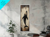 Majestic Whale Painting Framed Canvas Print, Nautical Wall Art, Coastal Decor Living Room Art, Rustic Decor Gift Idea Christmas