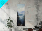 Misty Mountain Fog Framed Canvas Print Peaceful Nature Landscape Painting, Smoky Mountain Art, Above Bed Wall Art, Blue and Green Wall Art, Guest Room Art