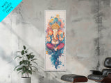 Ganesh wall art spiritual framed canvas print, Hindu god art, vibrant festival decor, meditation room art, sacred Indian home decor