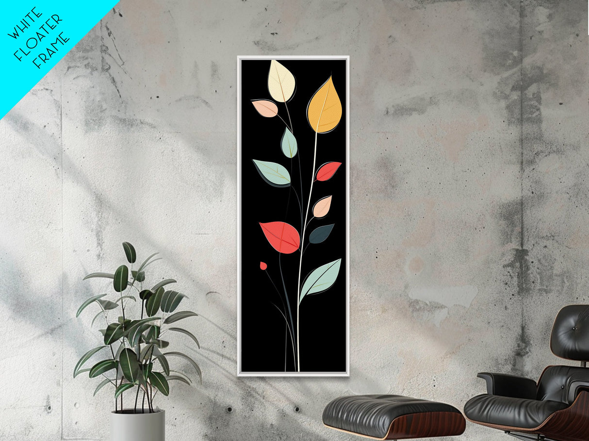 Mid-Century Modern Floral Pattern Framed Canvas Print, Flower Painting, Flower Art, MCM Art, Floral Decor, Botanical Wall Art