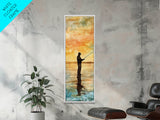 Framed Canvas Print Fishing Silhouette Art Above Sofa Art Southwest Wall Art Gift Idea Living Room Art Nature Lover's Unique Home Decor