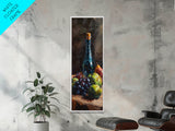 Restaurant Wall Art Still Life Oil Painting Print, Wine Bottle Painting, Tall Narrow Wall Art, Skinny Tall Art, Kitchen Decor, Wine Cellar Art