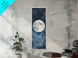 Framed Canvas Print Majestic Moon on Dark Sky, Coastal Inspired Wall Art, Nautical Home Decor, Large Wall Art Above Sofa Gift Him