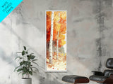 Framed Canvas Print Autumn Forest Birch Trees, Fall Landscape Art, Cozy Wabi Sabi Decor, Above Couch Art, Rustic Gift Idea Her