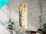 Autumn Forest Path Framed Canvas Print – Cozy Fall Art, Rustic Wall Art, Birch Tree Painting, Skinny Wall Art, Bedroom Wall Art, Autumn Decor