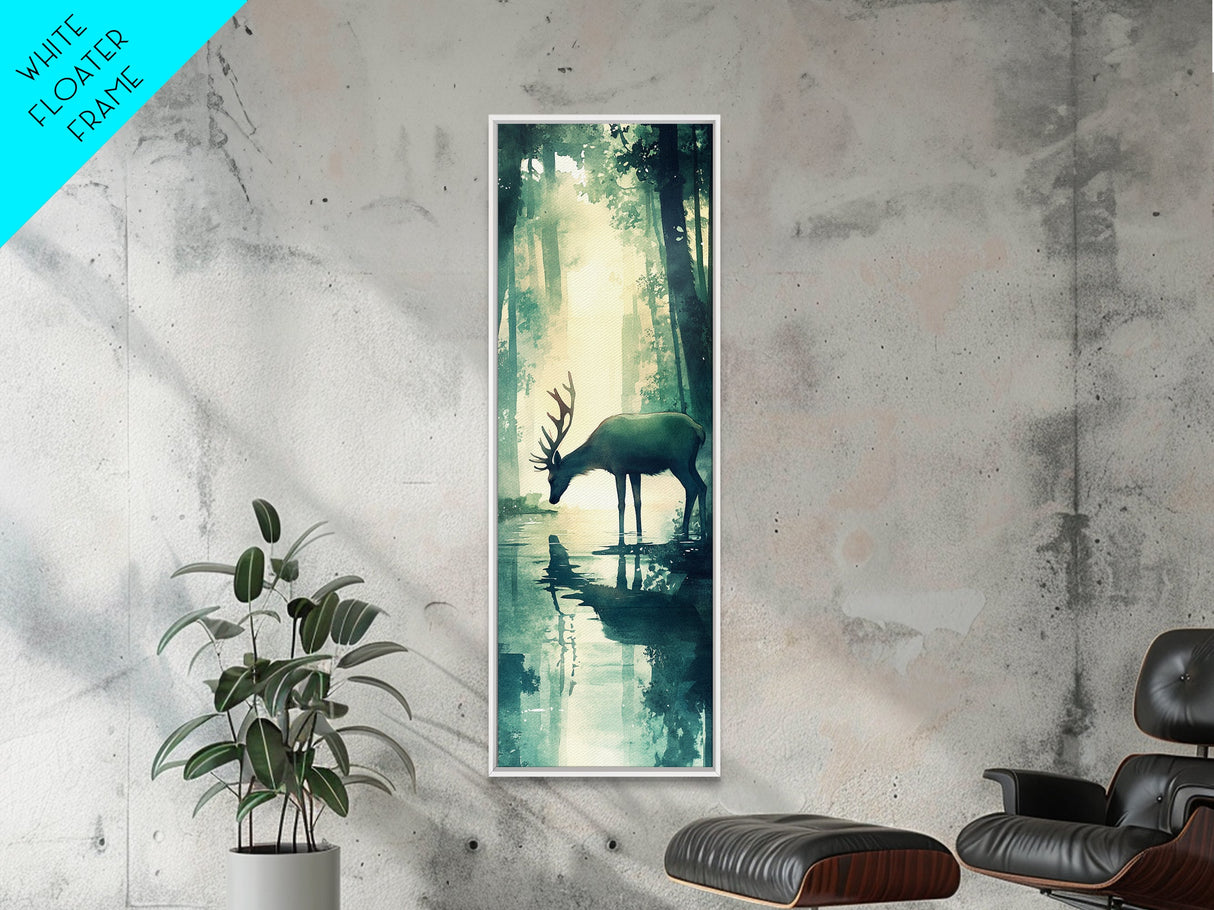 Moody Birch Tree Scene Canvas Print – Tall Narrow Art, Rustic Art, Winter Theme, Wabi Sabi Wall Art, Minimalist Decor, Guest Room Wall Art