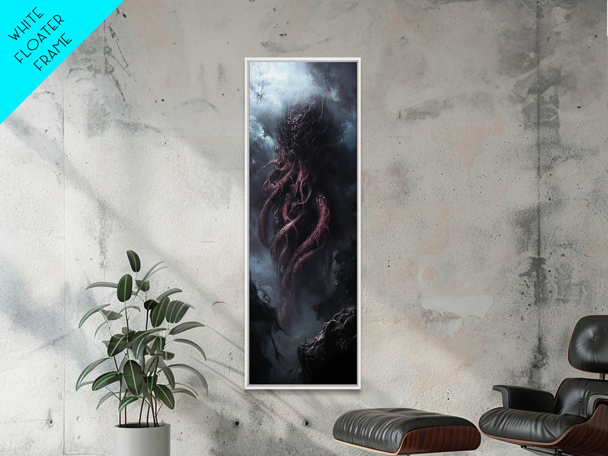Cthulu Cosmic Horror Wall Art Canvas Print - Tall Skinny Narrow Wall Art - Accent Piece - Halloween Decor - Cosmic Horror Painting