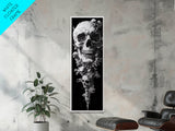 Skull Painting Print - Horror Decor - Witchy Decor - Tall Narrow Art - Framed Canvas Print - Skinny Wall Art - Skull Painting - Skull Wall Art