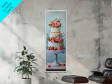 Wedding Decor Painting Print of a Wedding Cake - Framed Canvas Print - Wedding Decorations - Wedding Art - Tall Skinny Wall Art - Narrow Art