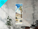 Retro Joshua Tree Wall Art Framed Canvas Print - Unique California Themed Wall Art - Skinny Tall Art - Narrow Art - Accent Piece Wall Art