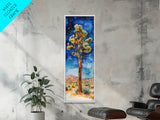Joshua Tree Under a Starry Night Sky, Framed Canvas Print, Watercolor Landscape Painting Print, Southwestern Wall Art, Farmhouse Painting