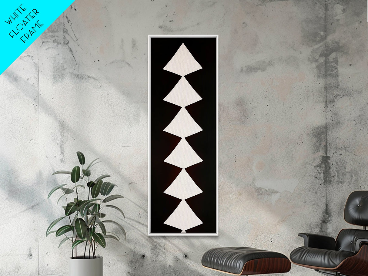 Framed Canvas Print of Sacred Geometry Wall Art with Bold Red Accents, Abstract Art, Minimalist Wall Art, Modern Aesthetic, Black White and Red Decor, Tall Skinny Art