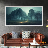Gloomy Spooky Forest, ready to hang canvas print wall art, Lakehouse Cabin Wall Decor