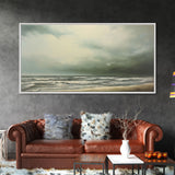 Beach Wall Art, Framed Canvas Print, Newport Beach Art, Beach House Decor, Drab and Moody / Subdued Wall Art, A Stormy Day