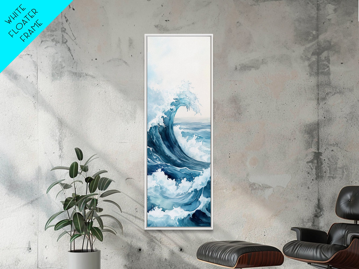 Ocean Wave Art Framed Canvas Print Coastal Decor Nautical Wall Art Blue Abstract Art Minimalist Art Above Bed Wall Art Gift