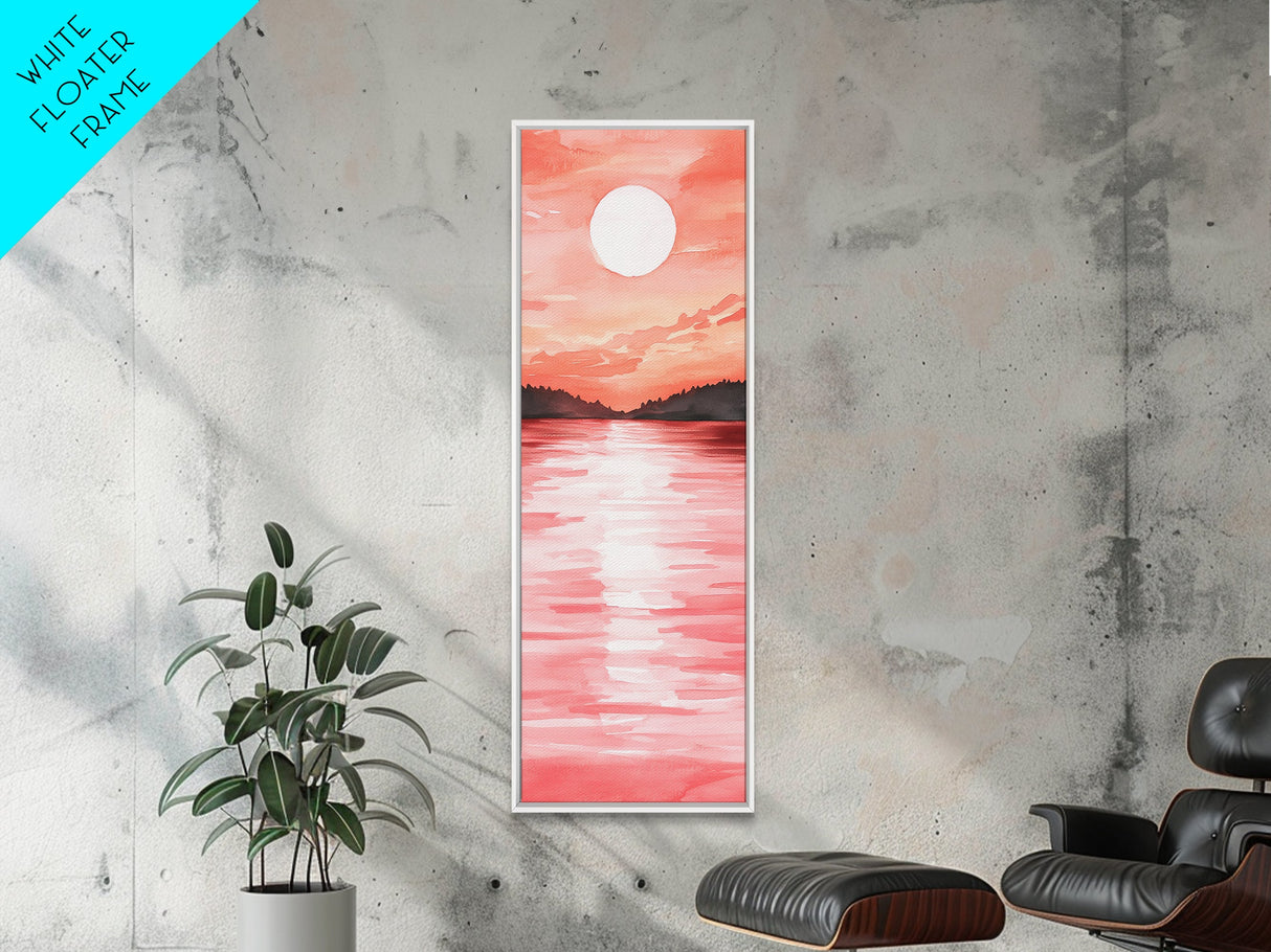Sunset Canvas Print Coastal Landscape Art Rustic Decor Horizontal Wall Art Bedroom Gift Idea Light Pink Aesthetic Nature Painting