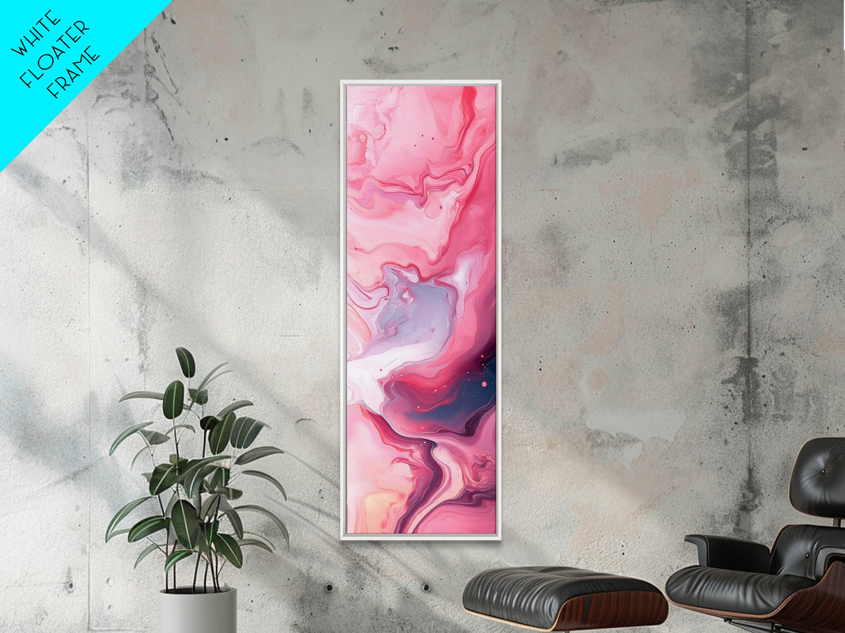 Pink Marble Abstract Framed Canvas Print Modern Light Pink Wall Art Moody Therapy Dorm Decor or Yoga Art